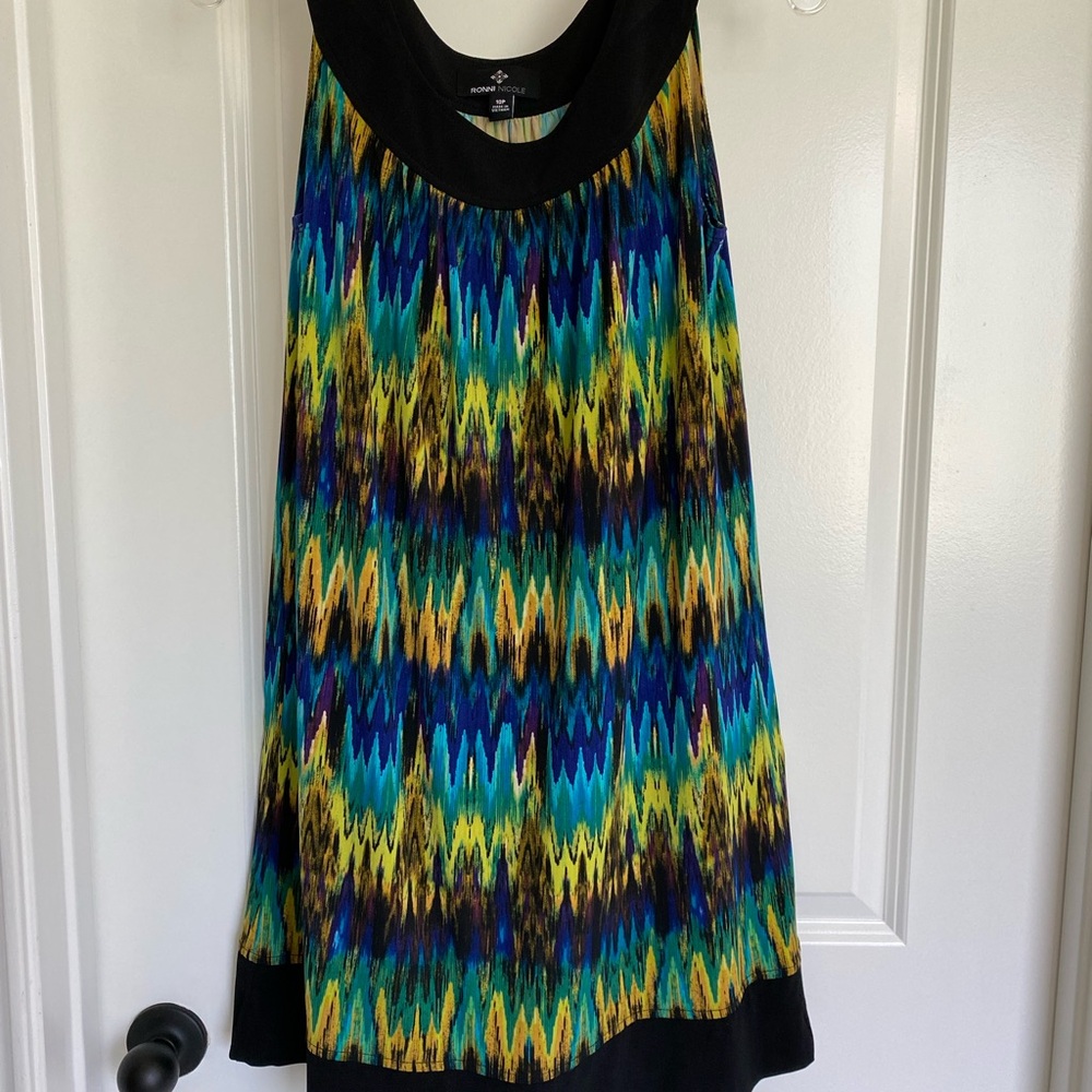 Ronni Nicole Black and Multicolor Dress